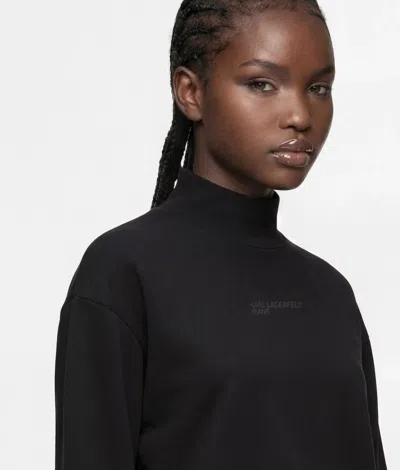Kl Jeans Open-back Turtleneck Sweatshirt In Black