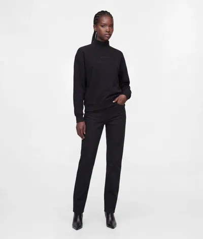 Kl Jeans Open-back Turtleneck Sweatshirt In Black