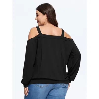 Bloomchic Cold Shoulder Casual Sweatshirt In Black