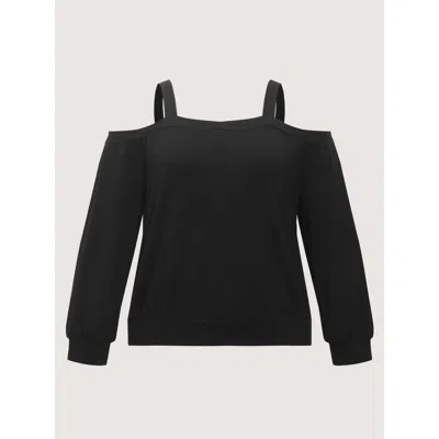 Bloomchic Cold Shoulder Casual Sweatshirt In Black