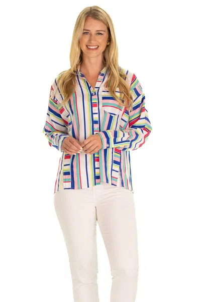 Duffield Lane The Helen Button Down In Boardwalk Stripe