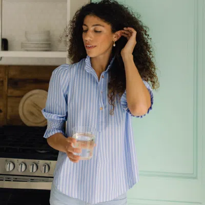 Duffield Lane Percy Popover In Light Blue Double Stripe