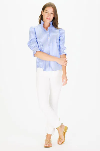 Duffield Lane Percy Popover In Light Blue Double Stripe