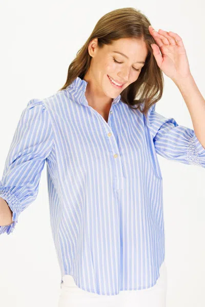 Duffield Lane Percy Popover In Light Blue Double Stripe