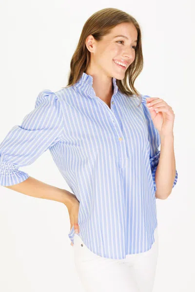 Duffield Lane Percy Popover In Light Blue Double Stripe