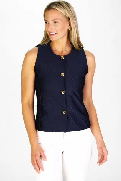 Duffield Lane Joyce Top In Navy Scallops