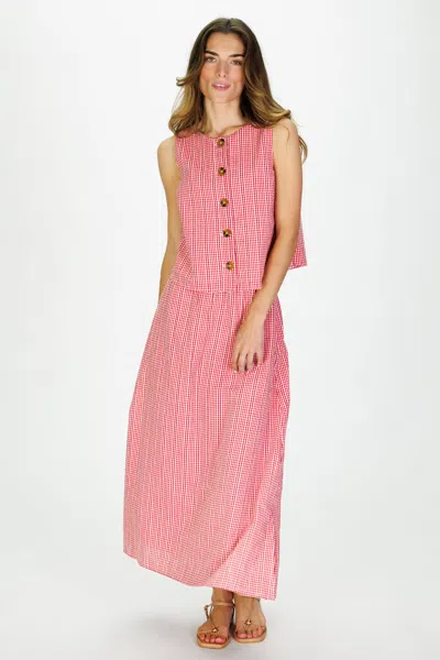 Duffield Lane Della Top In Red Stitched Gingham