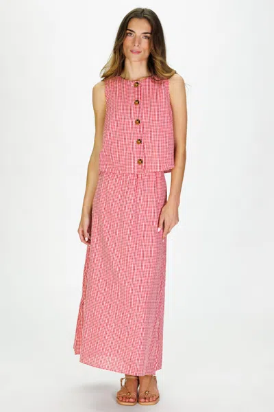 Duffield Lane Della Top In Red Stitched Gingham