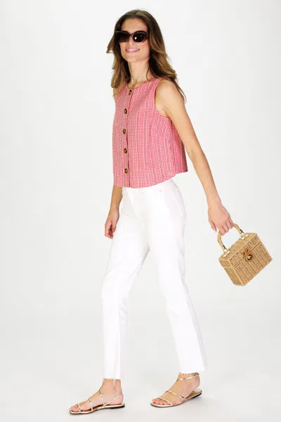 Duffield Lane Della Top In Red Stitched Gingham