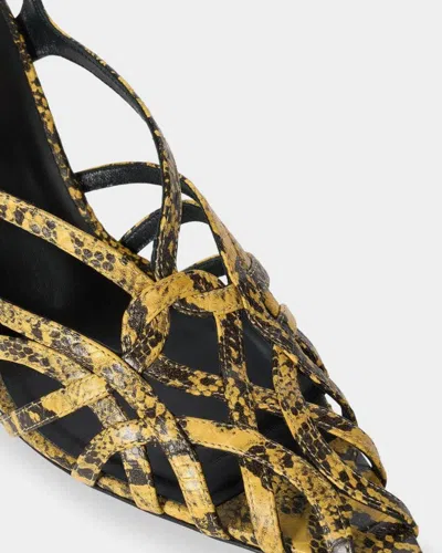 Balmain 95mm Cage Python-embossed Sandals In Yellow