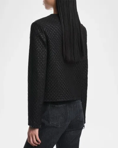 Emporio Armani Quilted Blouson Jacket In Solid Blac