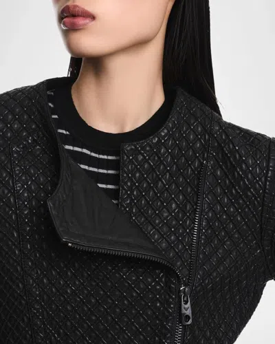 Emporio Armani Quilted Blouson Jacket In Solid Blac