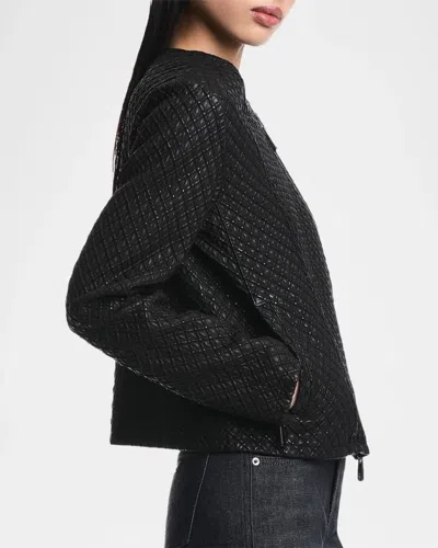 Emporio Armani Quilted Blouson Jacket In Solid Blac