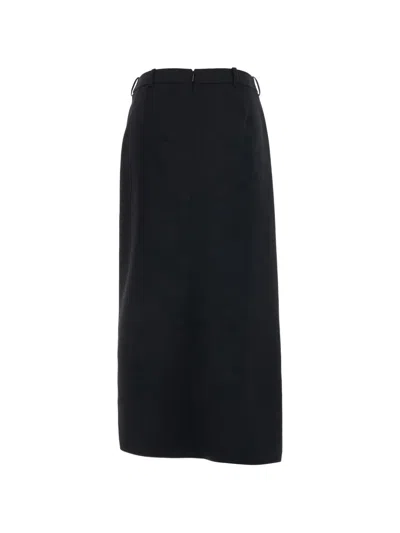 Givenchy Slashed Asymmetric Midi Skirt In Black