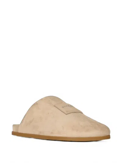 Givenchy Puffy Logo-patch Suede Mules In Multi