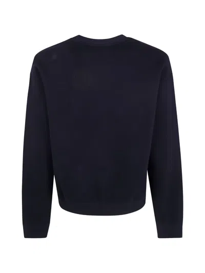 Jil Sander Logo-print V-insert Sweater In Blue