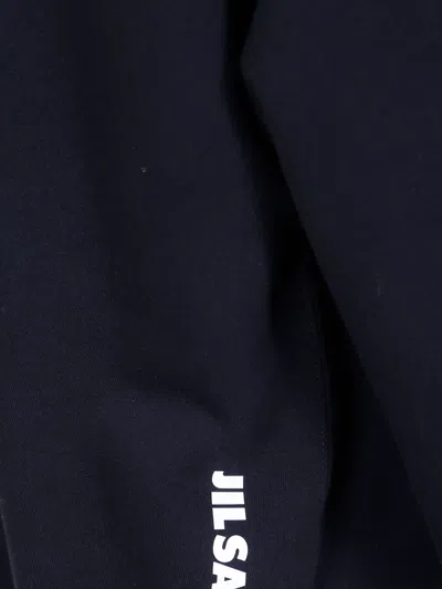 Jil Sander Logo-print V-insert Sweater In Blue