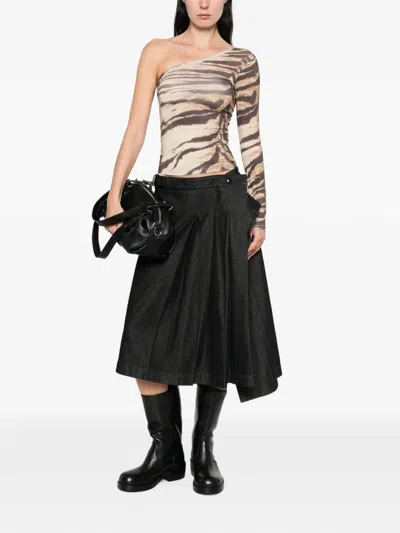 Baserange Tiger-print One-shoulder Blouse In Multi