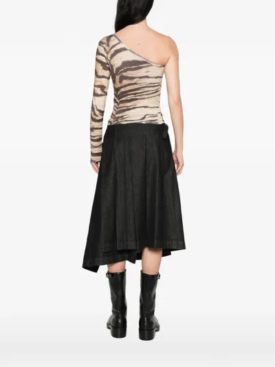 Baserange Tiger-print One-shoulder Blouse In Multi
