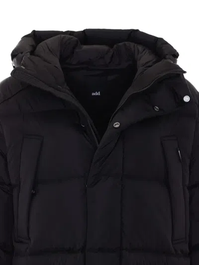 Add Black Quilted Long Polyamide Down Coat In Black