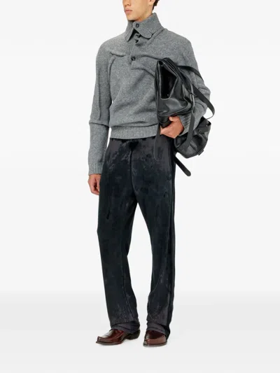 Diesel Devoré-effect Chenille Track Pants In Black