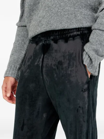 Diesel Devoré-effect Chenille Track Pants In Black
