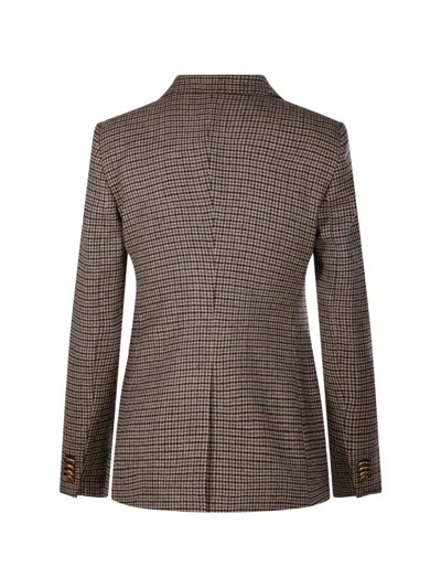 Tagliatore Parigi Houndstooth-pattern Double-breasted Blazer In Braun