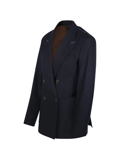 Max Mara Double-breasted Peak-lapel Jacket In Blue