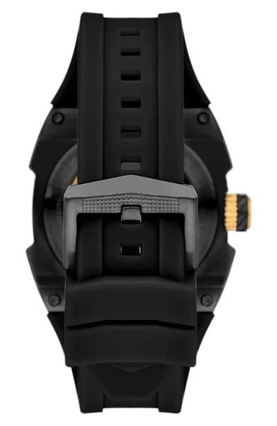 Fossil Machine Automatic Silicone Strap Watch In Black