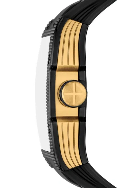 Fossil Machine Automatic Silicone Strap Watch In Black