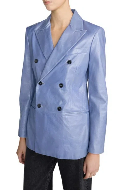 Frame Boulevard Leather Blazer In Blue