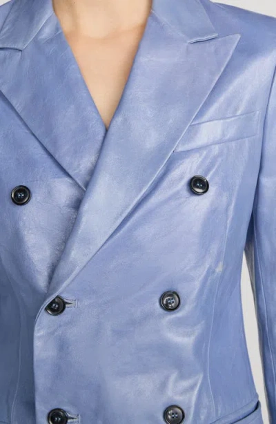 Frame Boulevard Leather Blazer In Blue
