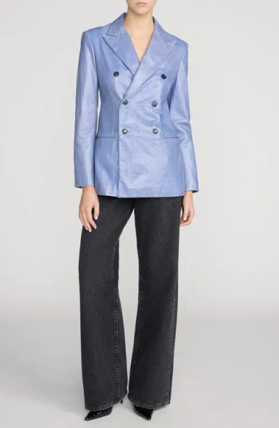 Frame Boulevard Leather Blazer In Blue