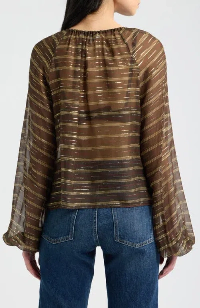 Frame The Balloon Silk Blend Blouse In Multi