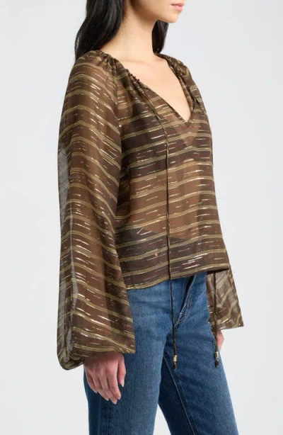 Frame The Balloon Silk Blend Blouse In Multi