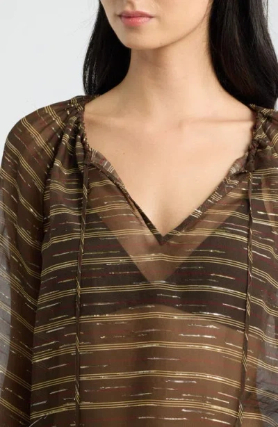 Frame The Balloon Silk Blend Blouse In Multi