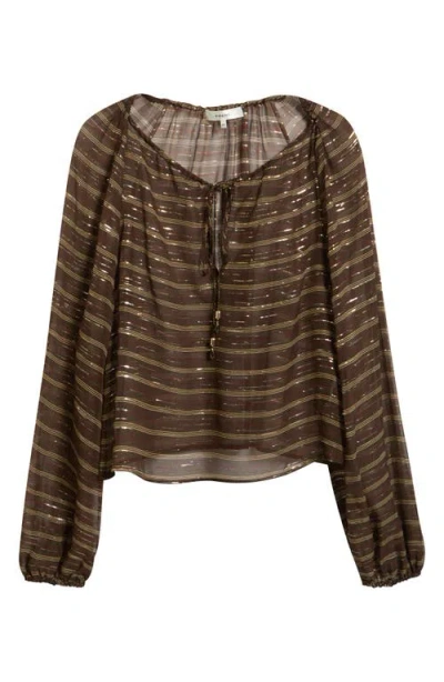 Frame The Balloon Silk Blend Blouse In Multi