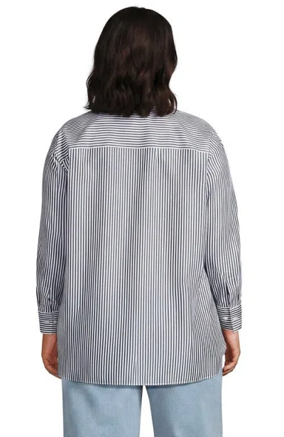 Lands' End Plus Size Oversized No Iron Tunic With Statement Collar Shirt In Multi