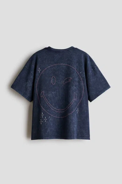 H&m Printed T-shirt In Blue