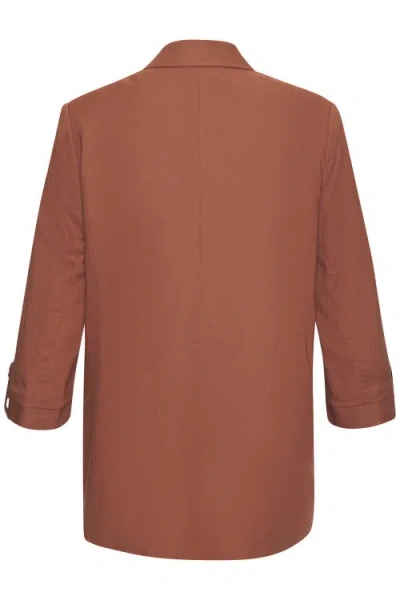 Lascana Open Front Linen Blazer In Cognac