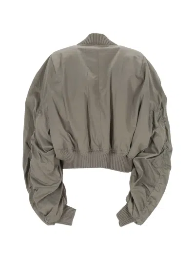 Rick Owens Ruched-sleeve Bomber Jacket In Grey