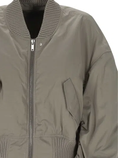 Rick Owens Ruched-sleeve Bomber Jacket In Grey