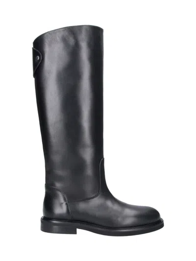 Poeve Touch-strap Knee-high Boots In Black