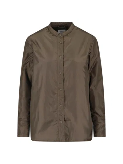 Aspesi Green Button-up Technical Fabric Jacket In Green
