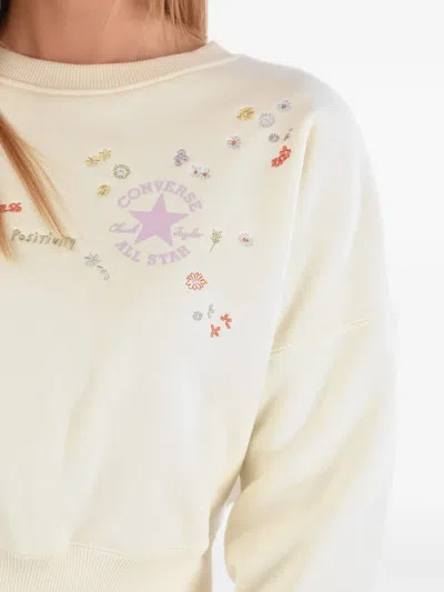Converse Embroidered Logo-print Sweatshirt In Neutral