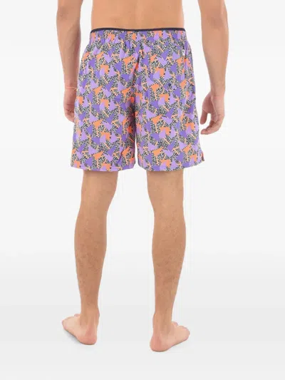 Nike Geometric-pattern Drawstring Swim Shorts In Purple