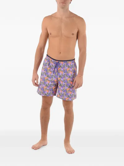 Nike Geometric-pattern Drawstring Swim Shorts In Purple