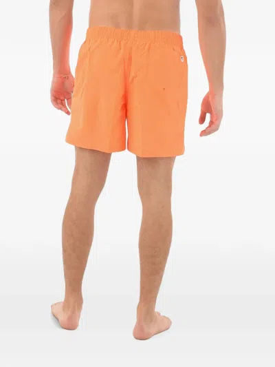 Nike Logo-patch Elasticated Swim Shorts In Orange