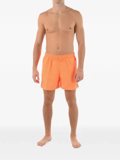 Nike Logo-patch Elasticated Swim Shorts In Orange