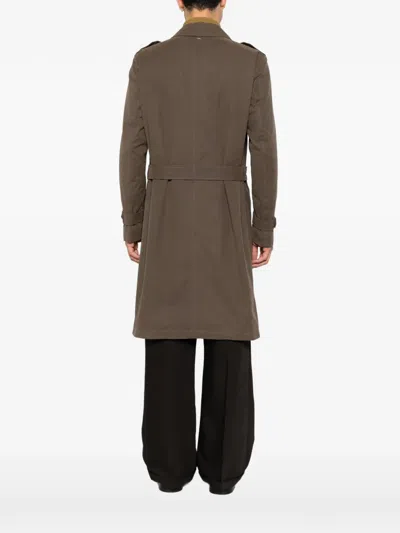 Herno Double-breasted Belted Coat In Brown